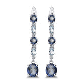 Natural Topaz String French Buckle Silver Drop Earrings for Women